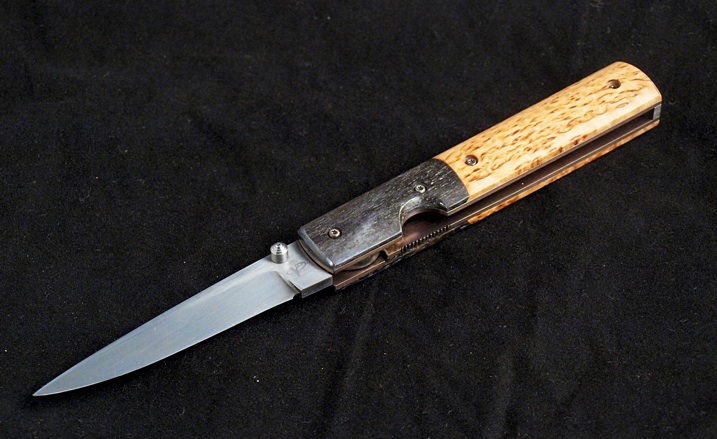 Folding kogatana with camel bone and masur birch handle