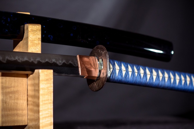 1000-layer forge-folded katana in full custom mount